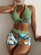 VigoBreviya Print Tied Halter Swimwear Women High Waist Print6 Medium