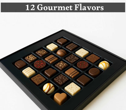 Andy Anand Gourmet Velvet Belgian Chocolate Bonbons Gift Box, 25 pc – Assorted Bon Bon Collection, European Craftsmanship, Birthday & Holiday Gift - - Food & Beverages > Desserts & Sweets > Chocolate