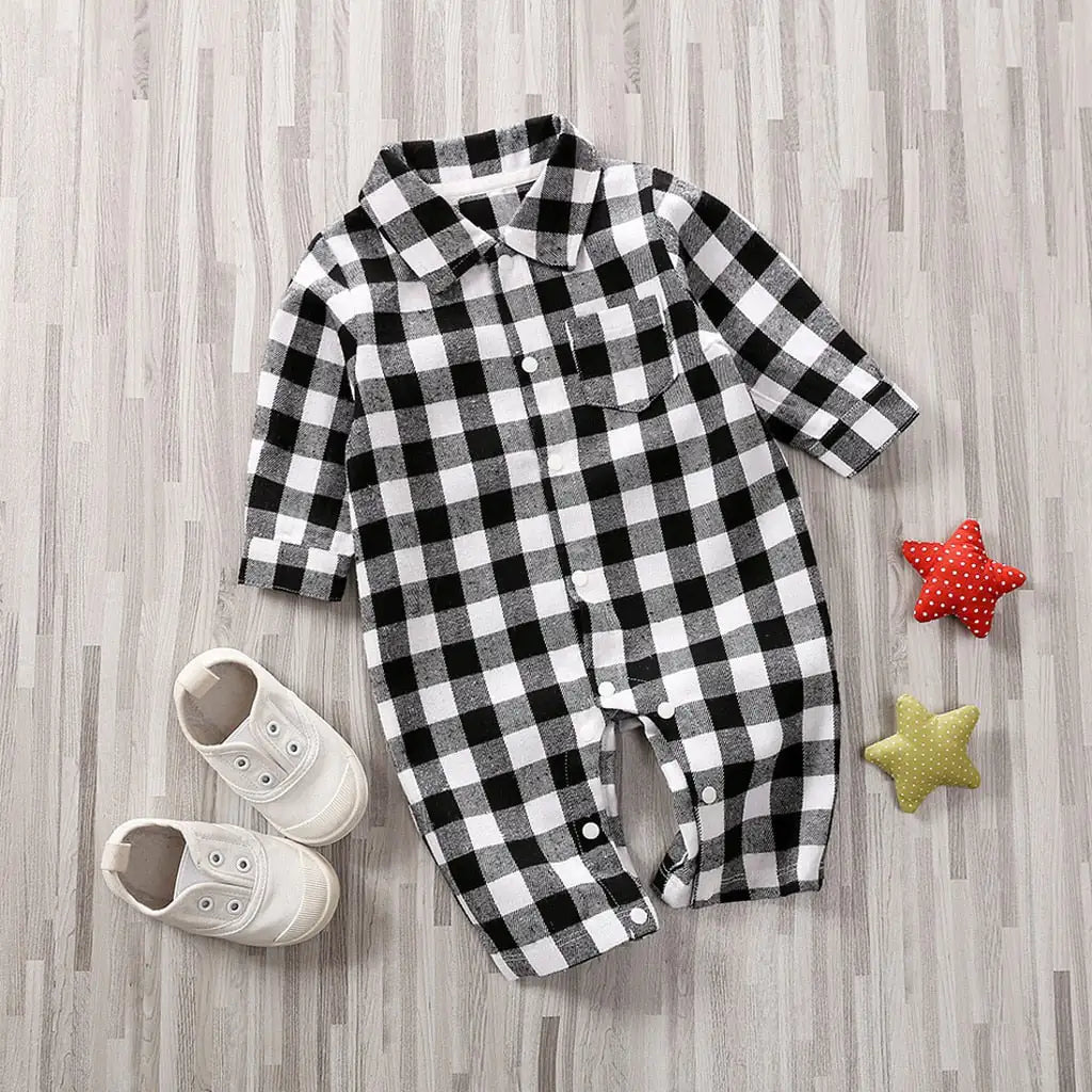 Baby Plaid Onesie Jumpsuit White 90cm