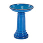 2 Gallon Blue Ceramic Traditional Outdoor Patio Garden Birdbath - - Outdoor > Outdoor Decor > Bird Baths