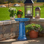 2 Gallon Blue Ceramic Traditional Outdoor Patio Garden Birdbath - - Outdoor > Outdoor Decor > Bird Baths