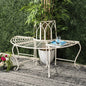 Half-Circle Outdoor Patio Garden Antique White Wrought Iron Tree Bench - - Outdoor > Outdoor Furniture > Garden Benches