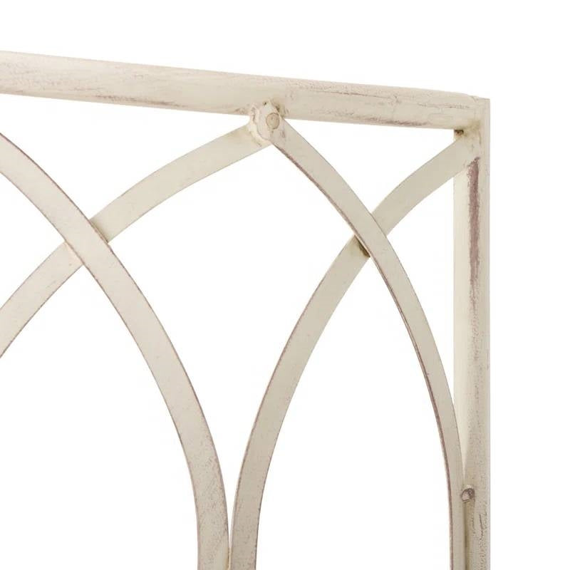 Half-Circle Outdoor Patio Garden Antique White Wrought Iron Tree Bench - - Outdoor > Outdoor Furniture > Garden Benches
