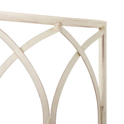 Half-Circle Outdoor Patio Garden Antique White Wrought Iron Tree Bench - - Outdoor > Outdoor Furniture > Garden Benches