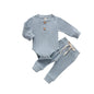 Babies Knit Long Sleeve Romper and Pants blue 12-18 Months