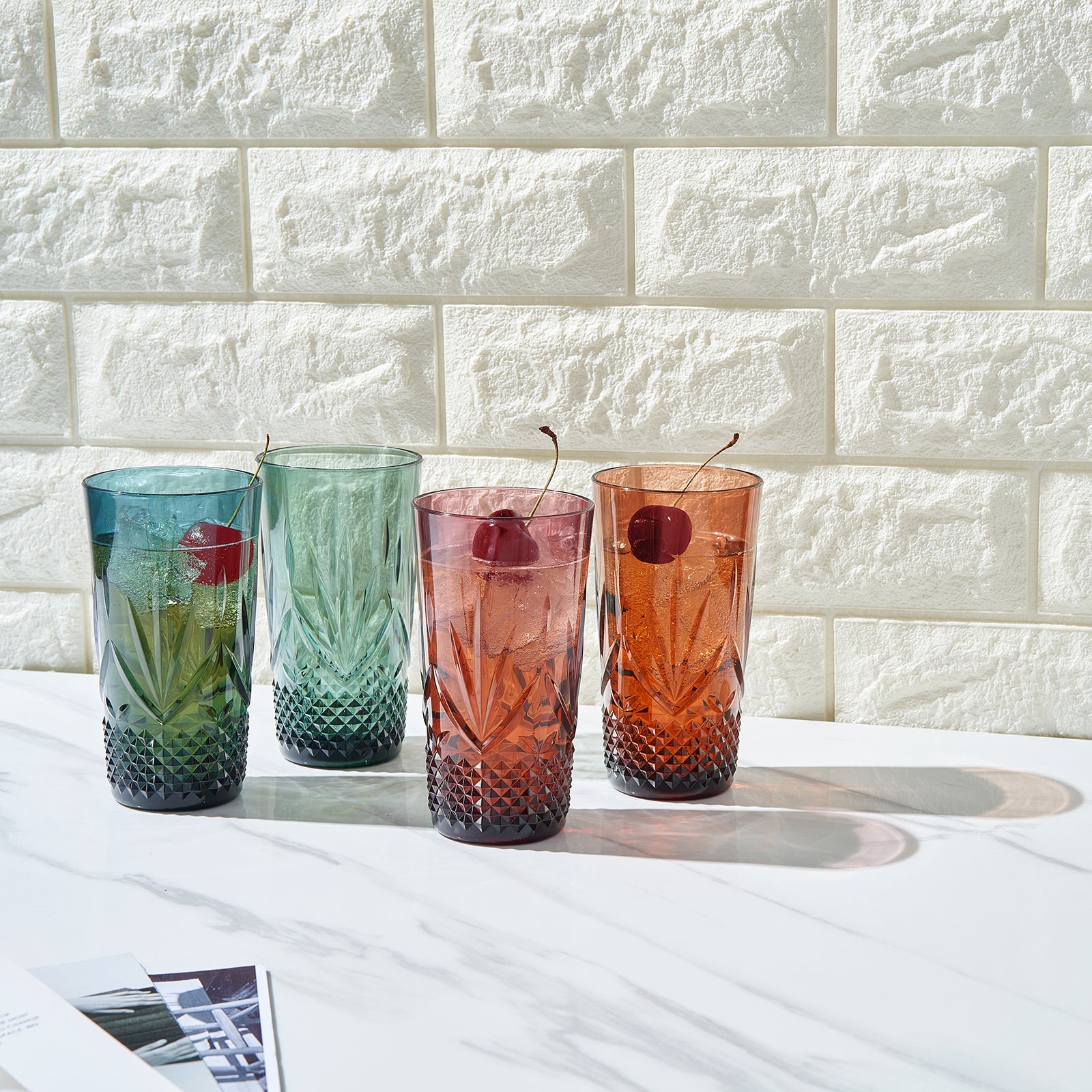 Onix Acrylic Crystal Highball Glassware, Set of 4 - - Highball