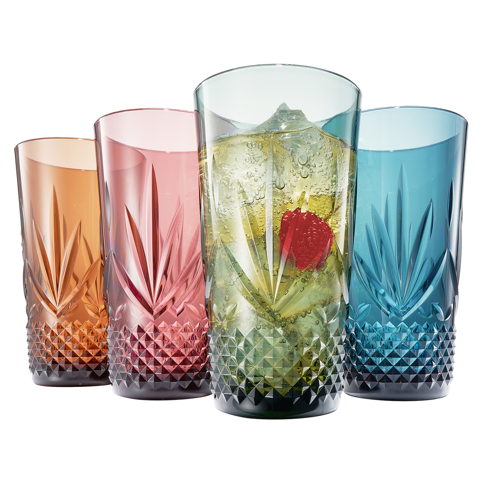 Onix Acrylic Crystal Highball Glassware, Set of 4 - - Highball