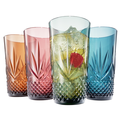 Onix Acrylic Crystal Highball Glassware, Set of 4 - - Highball