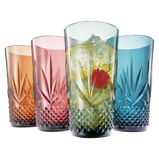 Onix Acrylic Crystal Highball Glassware, Set of 4 - - Highball