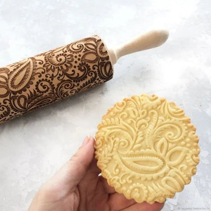 Wooden Embossed Rolling Pin - Kia Day Design