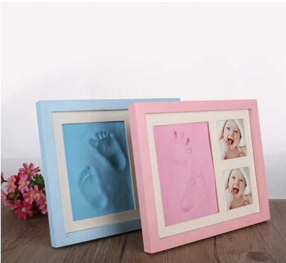 Cherished Moments: Baby Hand & Footprint Kit with Solid Wooden Frame Pink 28*23*2cm