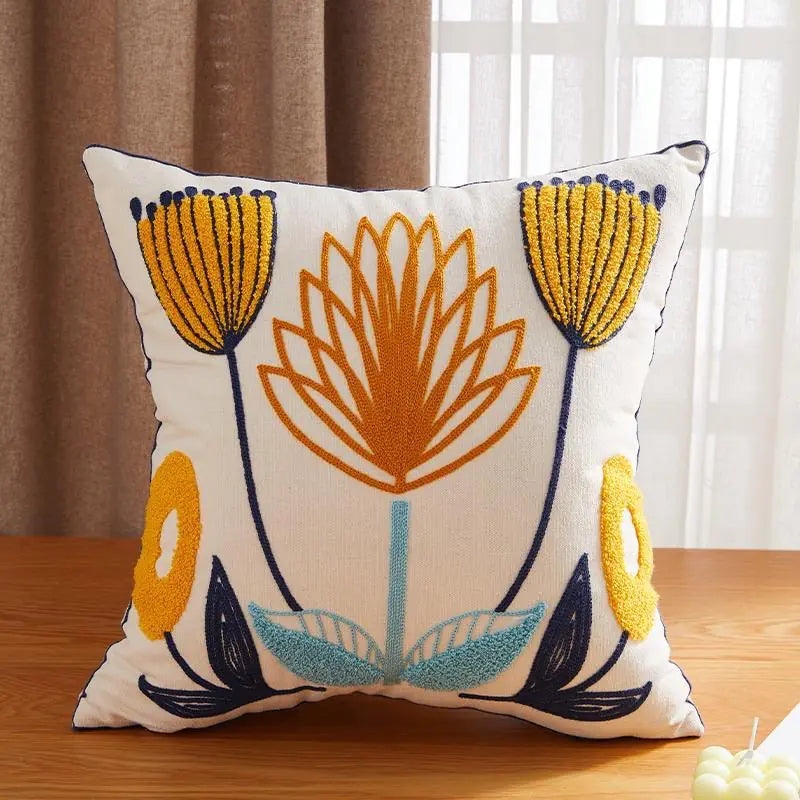 Floral Embroidered Pillow - Kia Day Design