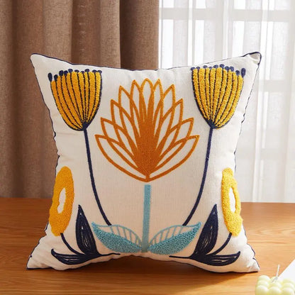 Floral Embroidered Pillow - Kia Day Design