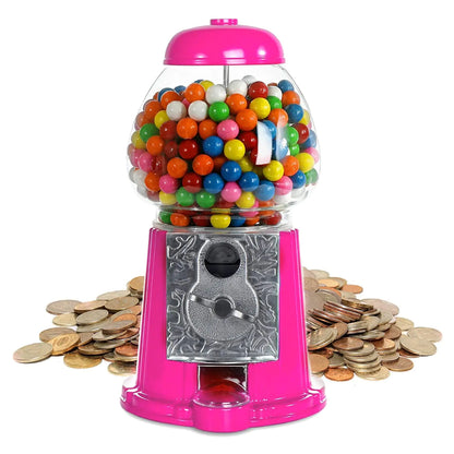 12" - Pink Heavy Duty Metal with Glass Antique Style Bubble Gum Machine - - gumball machine