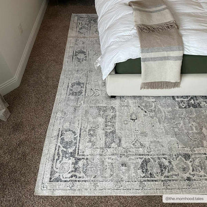 Akram Cream & Antrasit Washable Area Rug - - Rugs