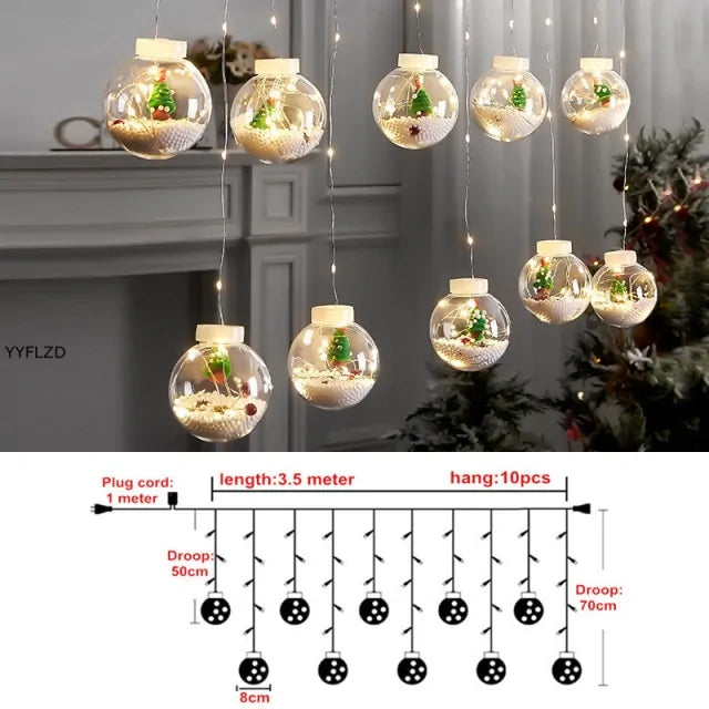 Christmas Curtain String Light Balls - Christmas Tree - string lights