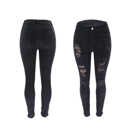 High-Rise Distressed Skinny Jeans in Burgundy & Olive Kia Day Design