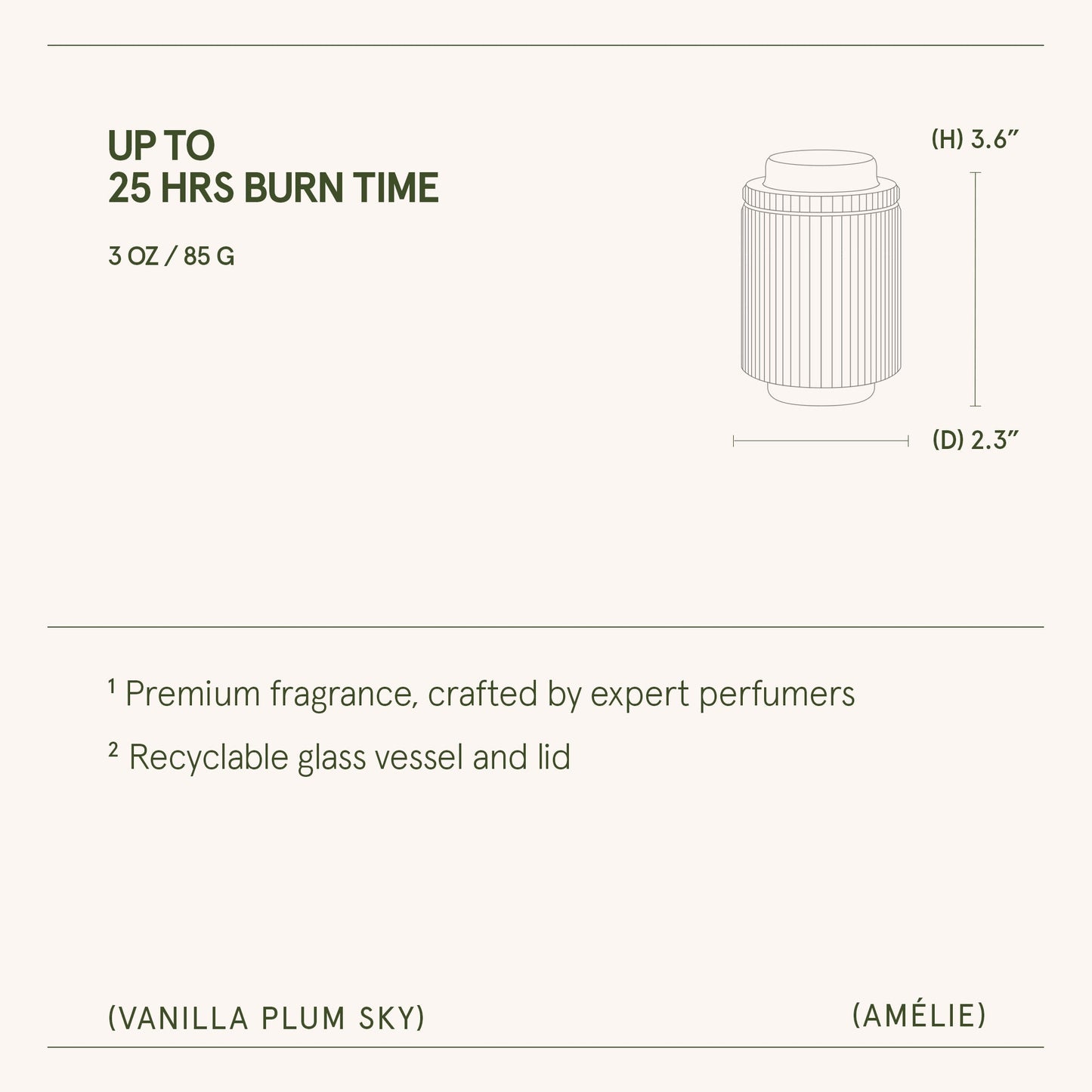 Amelie – Vanilla Plum Sky 3oz Candle - - candle