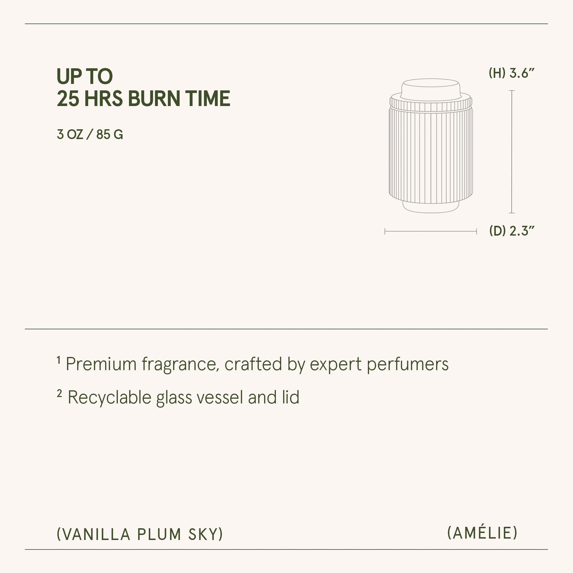 Amelie – Vanilla Plum Sky 3oz Candle - - candle