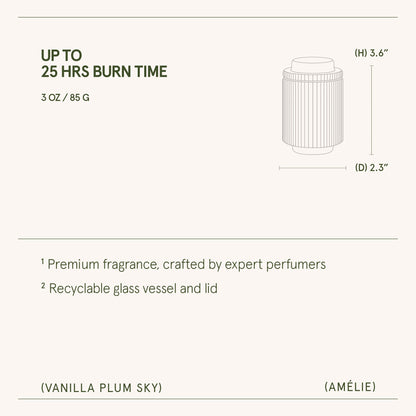 Amelie – Vanilla Plum Sky 3oz Candle - - candle
