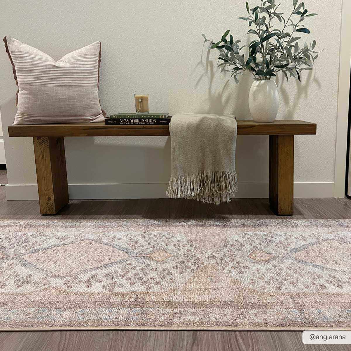 Analu Peach Washable Area Rug - - Rugs