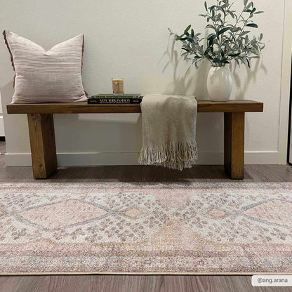 Analu Peach Washable Area Rug - - Rugs