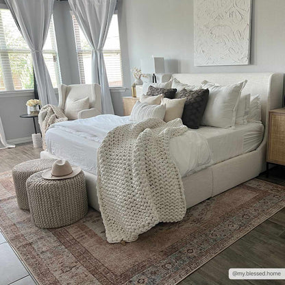Analu Peach Washable Area Rug - - Rugs