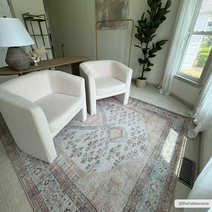 Analu Peach Washable Area Rug - - Rugs
