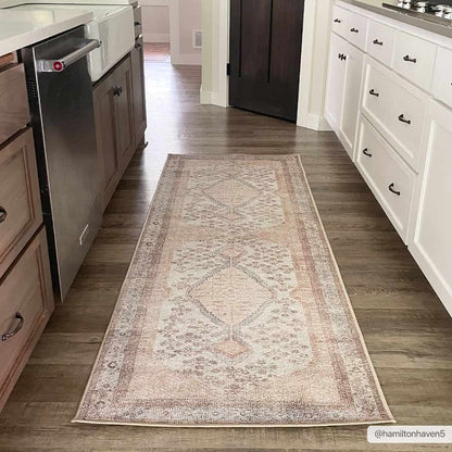 Analu Peach Washable Area Rug - - Rugs