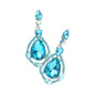 Crystal Rhinestone Teardrop Evening Earrings - Aqua - Earrings