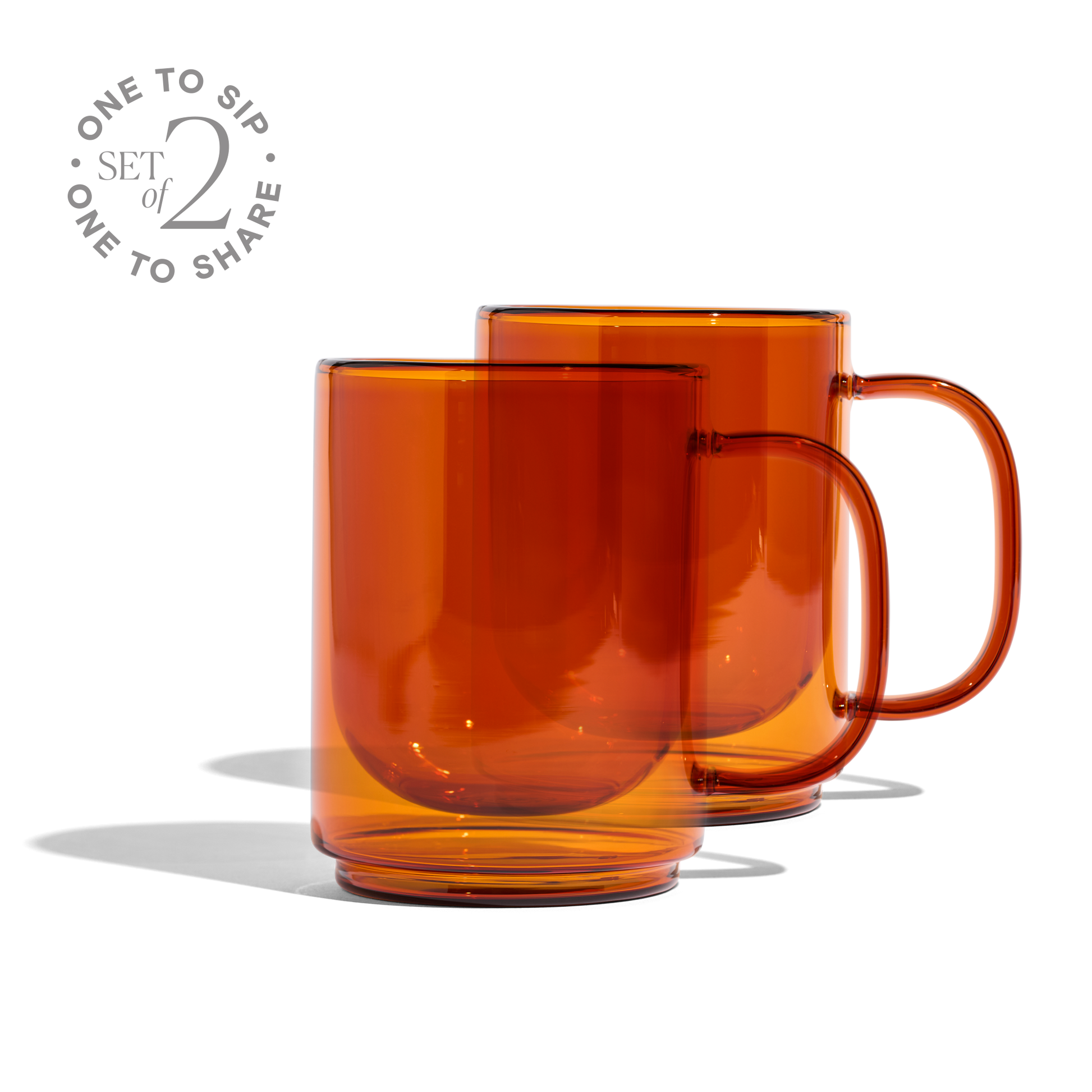 Cove 12oz Glass Mug - Set of 2 - Amber - -