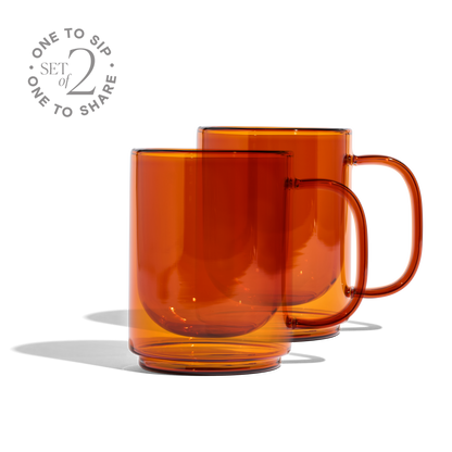 Cove 12oz Glass Mug - Set of 2 - Amber - -