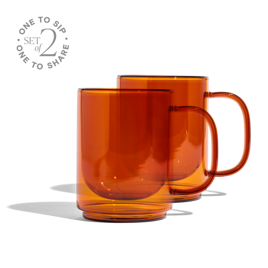 Cove 12oz Glass Mug - Set of 2 - Amber - Amber 12oz - Mug