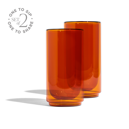 Cove 16oz Glass Pint - Set of 2 - Amber - -