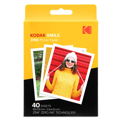 Kodak 3.5x4.25 inch Premium Zink Print Photo Paper (40 Sheets) Compatible with Kodak Smile Classic Instant Camera - Kia Day Design