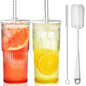 ALINK 22 OZ High Borosilicate Glass Cups with Lids and Glass Straws - Kia Day Design