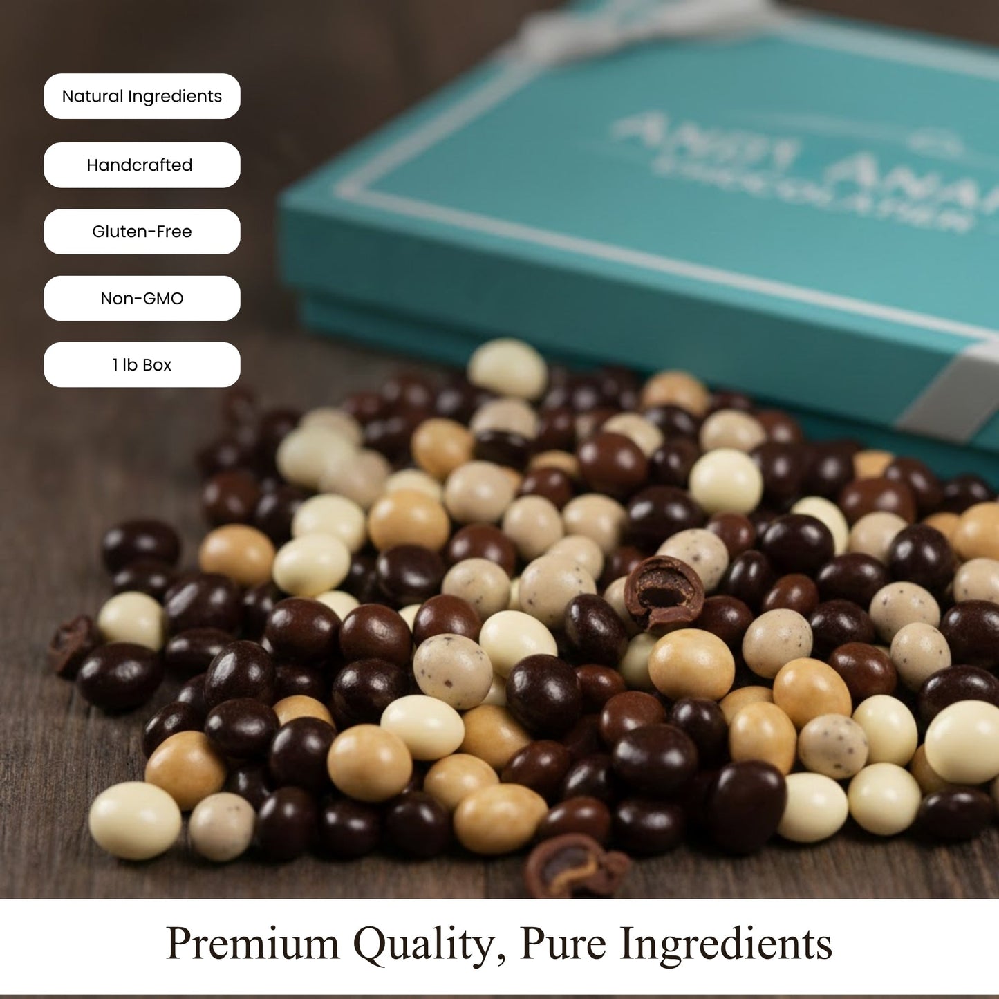 Andy Anand Espresso Coffee Belgian Chocolate Assortment, 5 Flavors, 1 lb – 60% Cocoa Butter, Gourmet Gift Box, Birthday & Holiday Occasions - - Food & Beverages > Desserts & Sweets > Chocolate
