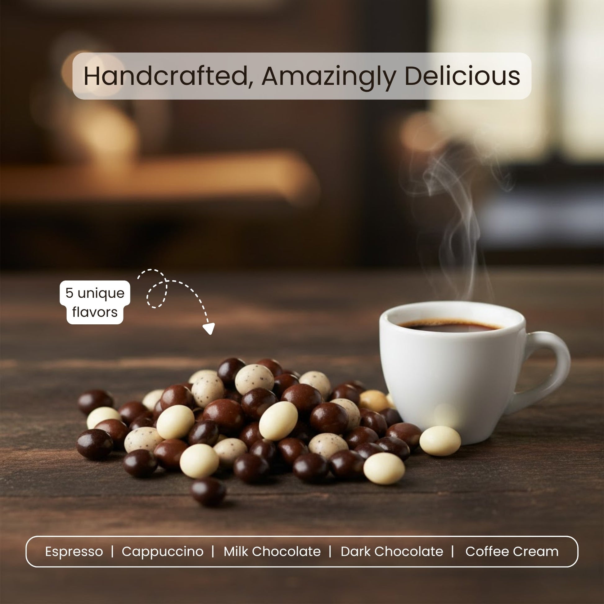Andy Anand Espresso Coffee Belgian Chocolate Assortment, 5 Flavors, 1 lb – 60% Cocoa Butter, Gourmet Gift Box, Birthday & Holiday Occasions - - Food & Beverages > Desserts & Sweets > Chocolate