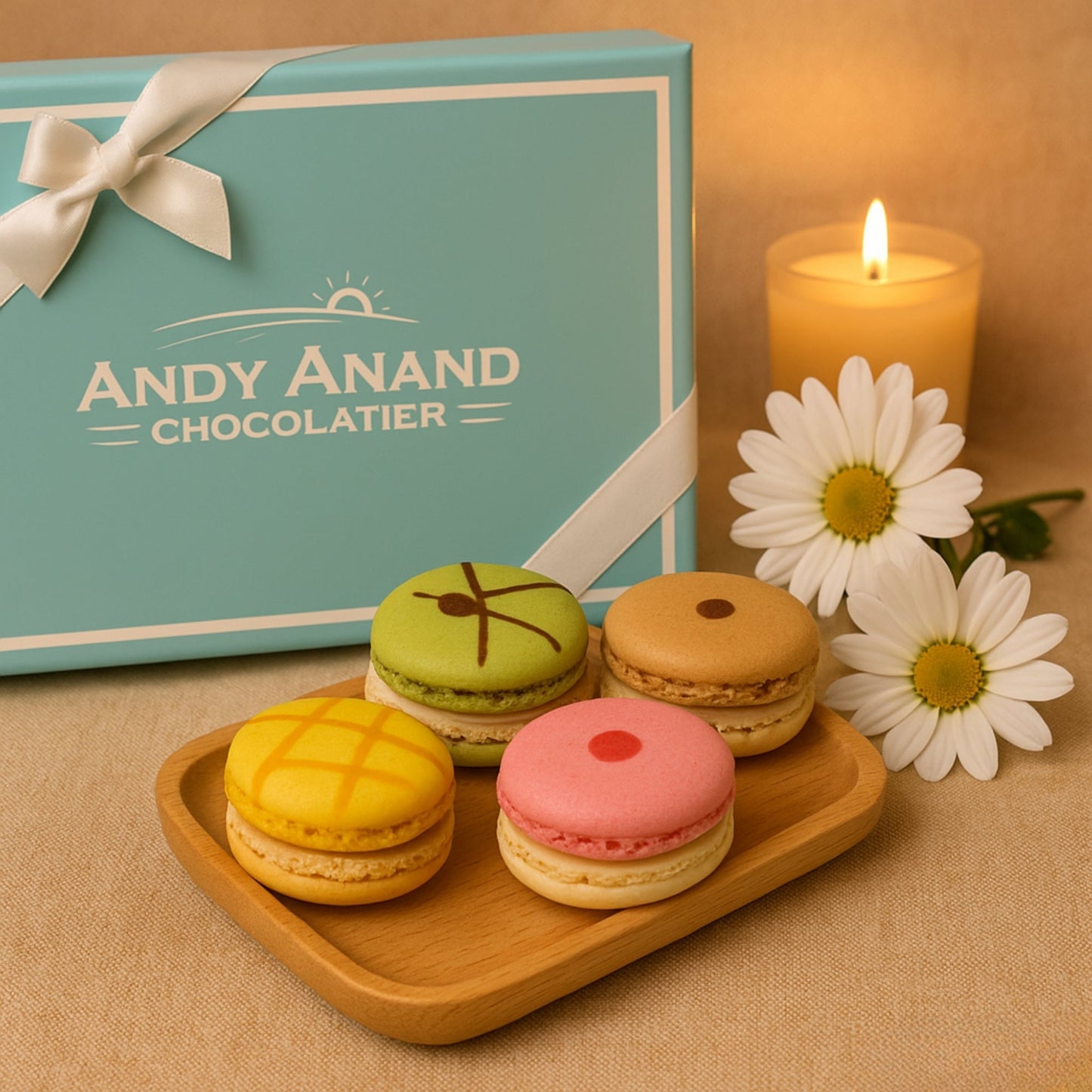 Andy Anand French Macarons, 24-Piece Gift Box – Made Fresh Daily, Assorted Gourmet Flavors, Gluten-Free – Birthday & Holiday Celebration - - Food & Beverages > Bakery > Cookies