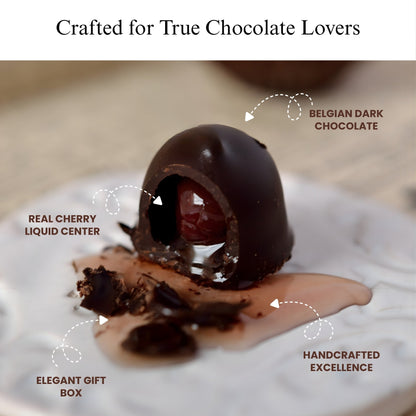 Andy Anand Belgian Dark Chocolate Cherry Cordials, 25 pc – Vegan, 60% Cocoa Butter, Rich Liquid Center, Birthday & Valentine's Gift Box - - Food & Beverages > Desserts & Sweets > Chocolate