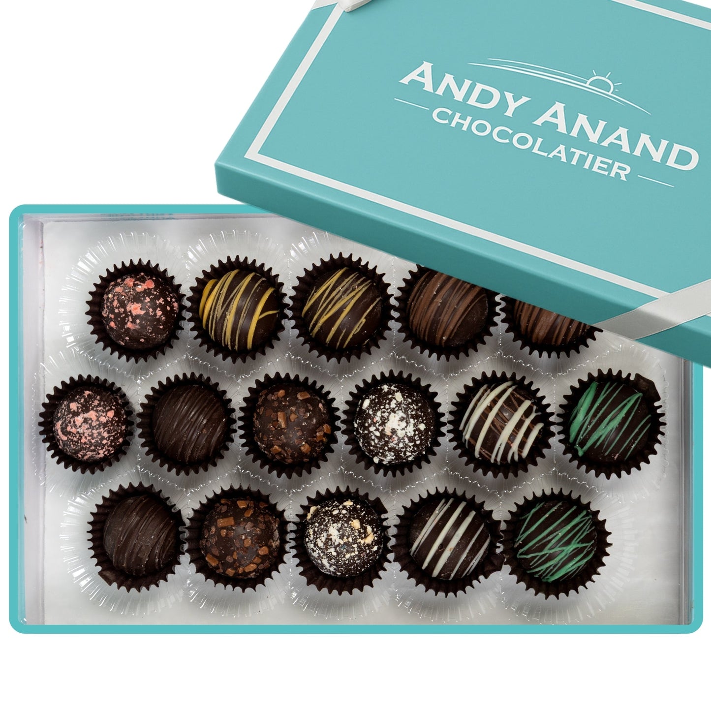 Andy Anand Artisan Dark Chocolate Truffles, 24 pc – Handmade Assorted Flavors, 60% Cocoa Butter, Gourmet Birthday & Holiday Gift Collection - - Food & Beverages > Desserts & Sweets > Chocolate