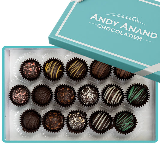 Andy Anand Artisan Dark Chocolate Truffles, 24 pc – Handmade Assorted Flavors - - Food & Beverages > Desserts & Sweets > Chocolate