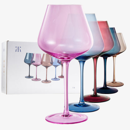 Love Stemmed Wine Glassware, Set of 6 - Flower Blooms - Stemmed