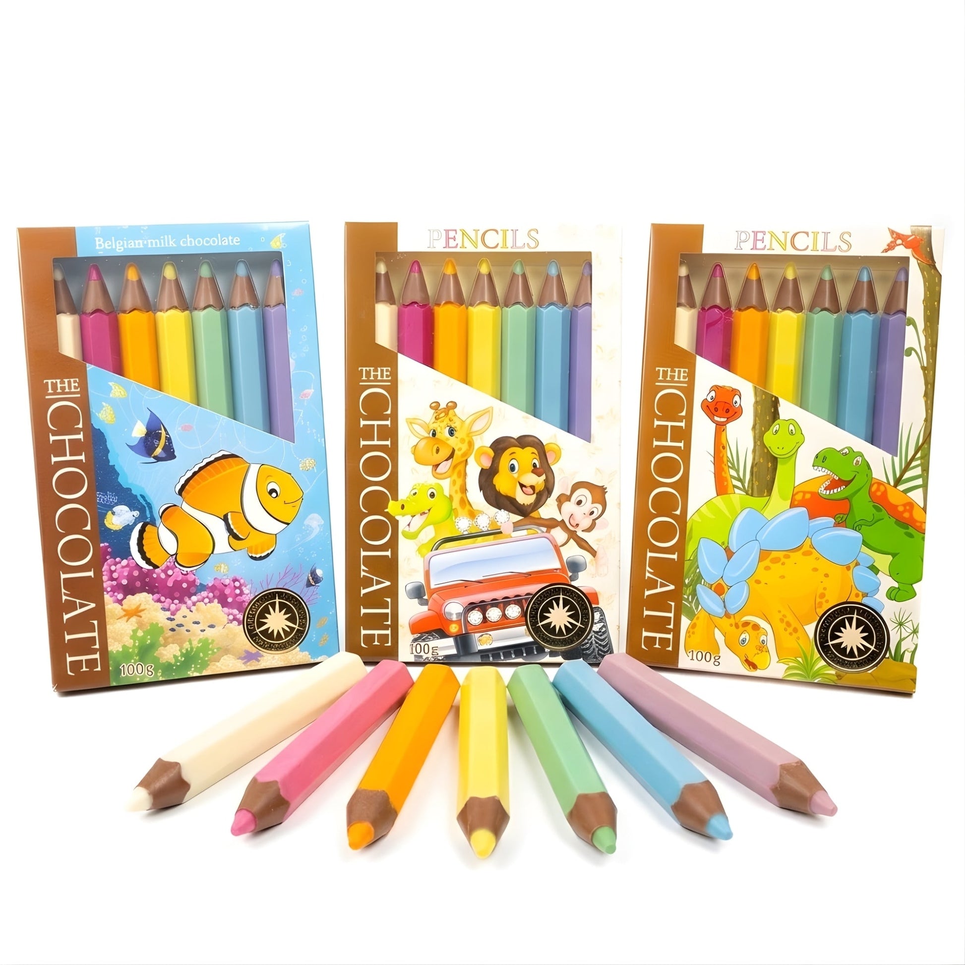 Andy Anand Milk Chocolate Crayon Boxes, 3-Pack, 21 pc – Fun Kids Chocolate Gift, 60% Cocoa Butter, Birthday, Easter & Holiday Gift Box - - Food & Beverages > Desserts & Sweets > Chocolate