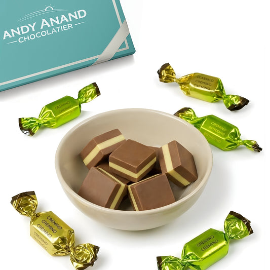 Andy Anand Italian Cremino Chocolate Assortment 18 pc 8 oz – Gluten-Free 60% Cocoa Butter Authentic Italian - - Food & Beverages > Desserts & Sweets > Chocolate