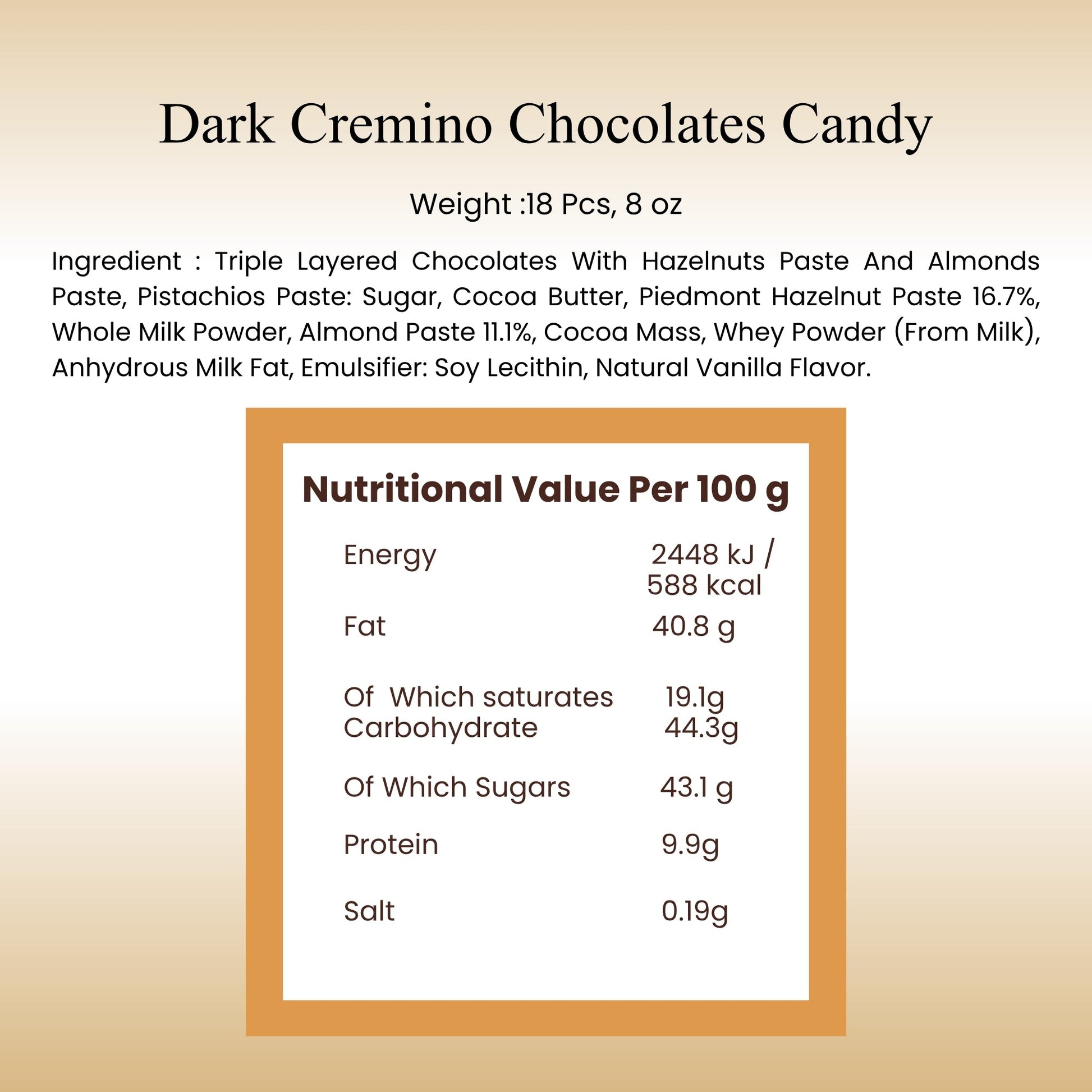 Andy Anand Italian Cremino Chocolate Assortment, 18 pc, 8 oz – Gluten-Free, 60% Cocoa Butter, Authentic Italian, Birthday & Holiday Gift Box - - Food & Beverages > Desserts & Sweets > Chocolate