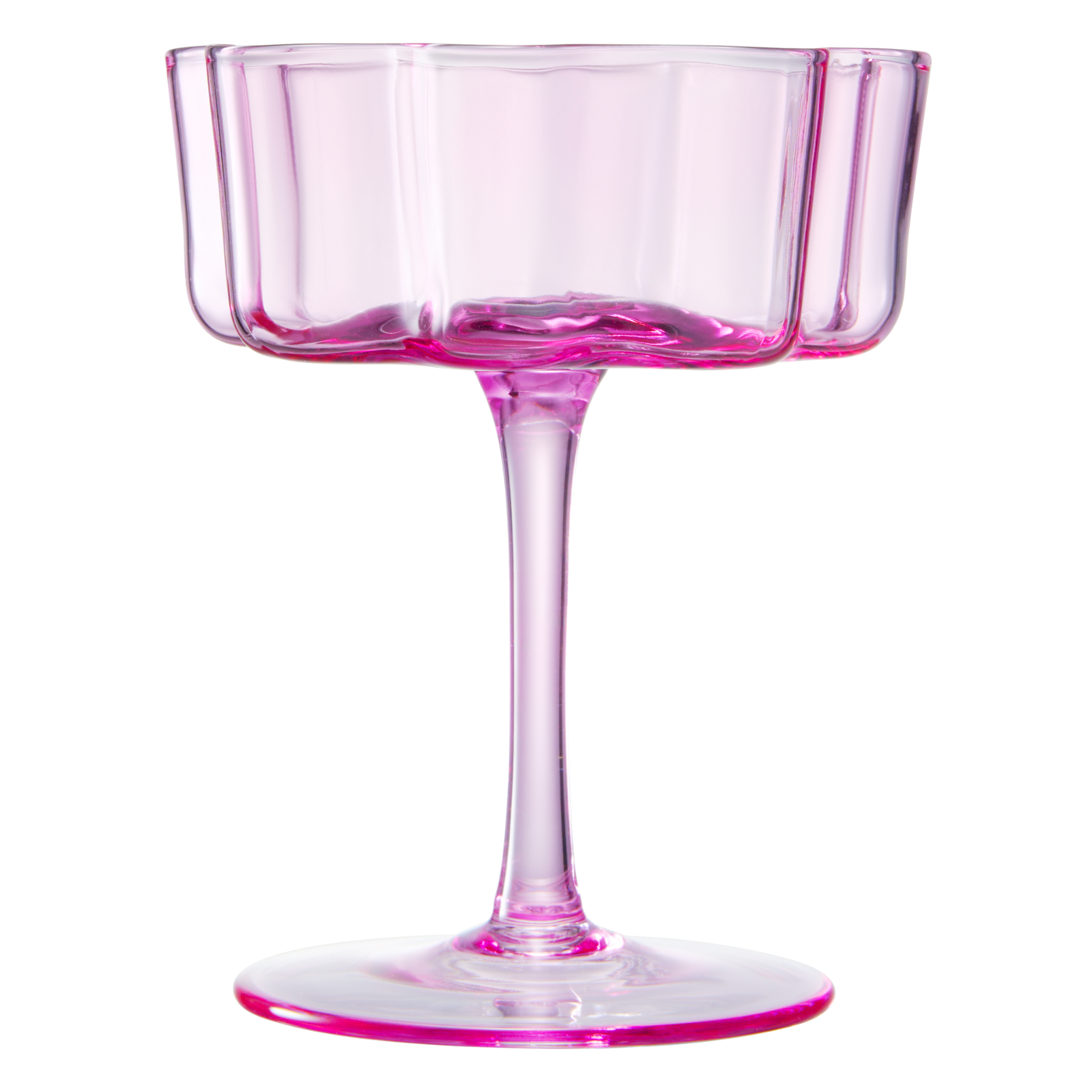 Flower Wave Coupe Cocktail Colored Glasses | Set of 2 | Hot Pink & Blush - -