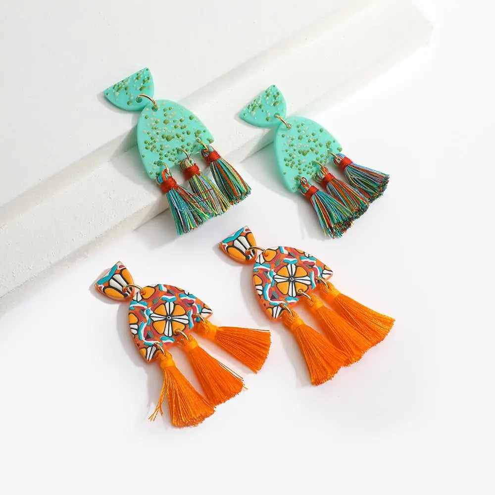 Bohemian Colorful Semicircle Acrylic Earrings