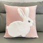 Soft Rabbit Pillow Cover Sofa Cushion Velvet Embroidered Pillow Girl's Heart Pink Cartoon Pillow Cover Cute - 45x45cm(Pillowcase) Pink lying bunny -