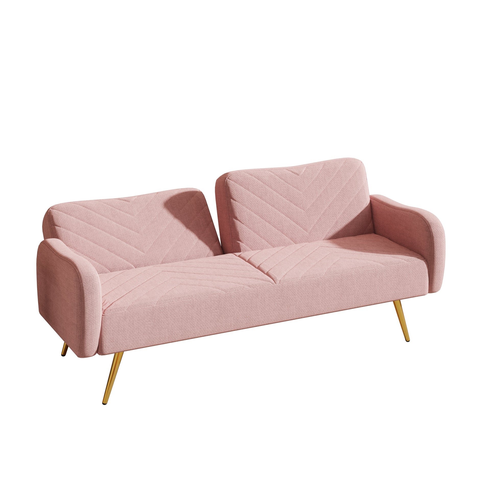 70.47" Pink Fabric Double Sofa with Split Backrest and Two Throw Pillows- V.I.P Digital Presence- {{Product type}}